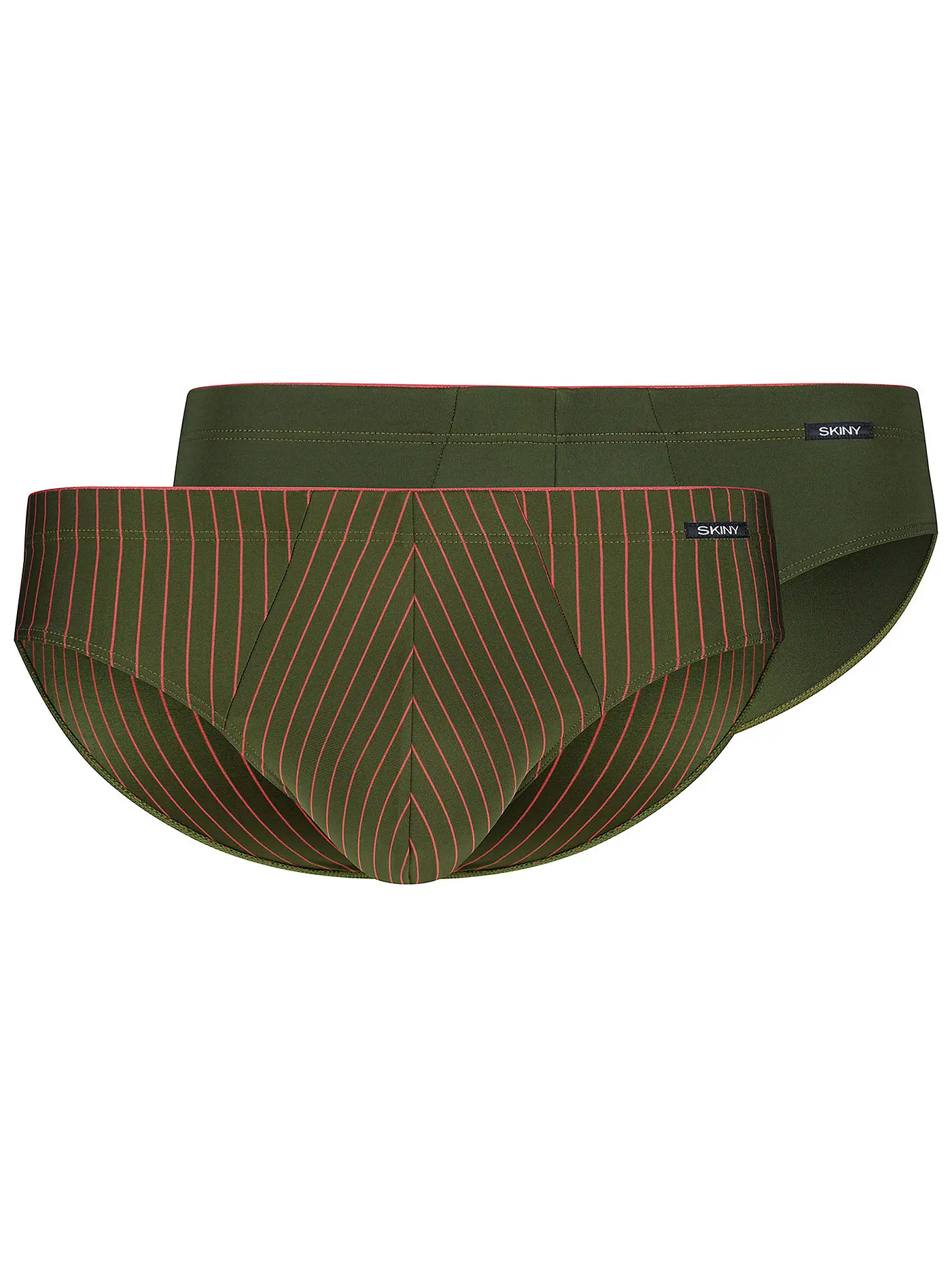 SKINY | Brasil-Slip 2er Pkg. "Power Line" (Blackstripe Selection) | olive